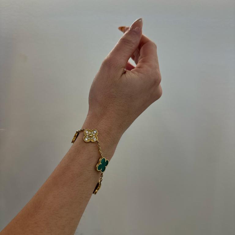 Pulsera Flor Verde 14k